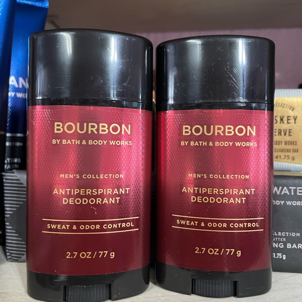 2 Bath & Body Works Bourbon Antiperspirant Deodorant - Black & Red